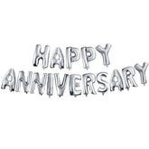 PartyCorp Silver Happy Anniversary Alphabet/Letter Foil Balloon Banner Decoration Set, 1 pc